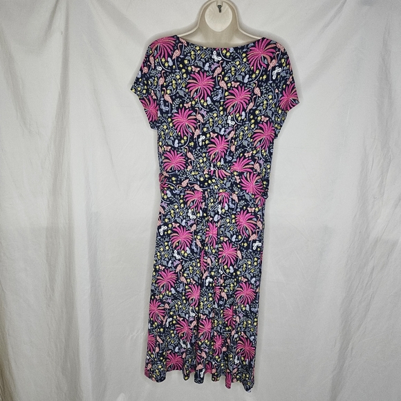 New Boden Amelie Jersey Dress Navy Tropical Charm Floral Bird Butterfly Size 10R - Picture 7 of 15